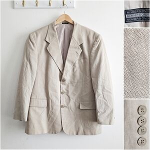Vintage Members Only Sand Beige 55% Linen 45% Cotton Blazer Sport Coat 44R